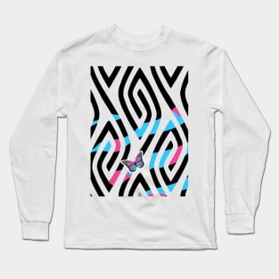 Abstract Black and White Simple Pattern geometry Long Sleeve T-Shirt